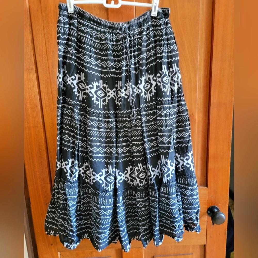 Long Tiered Cotton Skirt